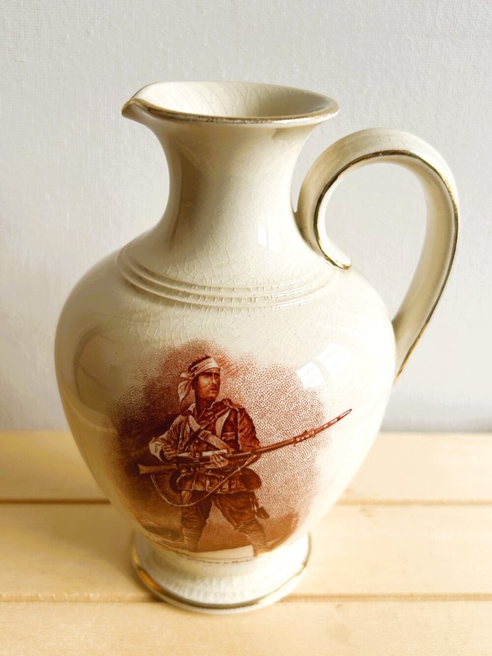 Antique James Macintyre "A Gentleman In Kharki" Decorative Pitcher, Boer War